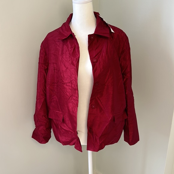 Chicos jacket large/size 2 Chicos sizing in burgundy color - Picture 4 of 9